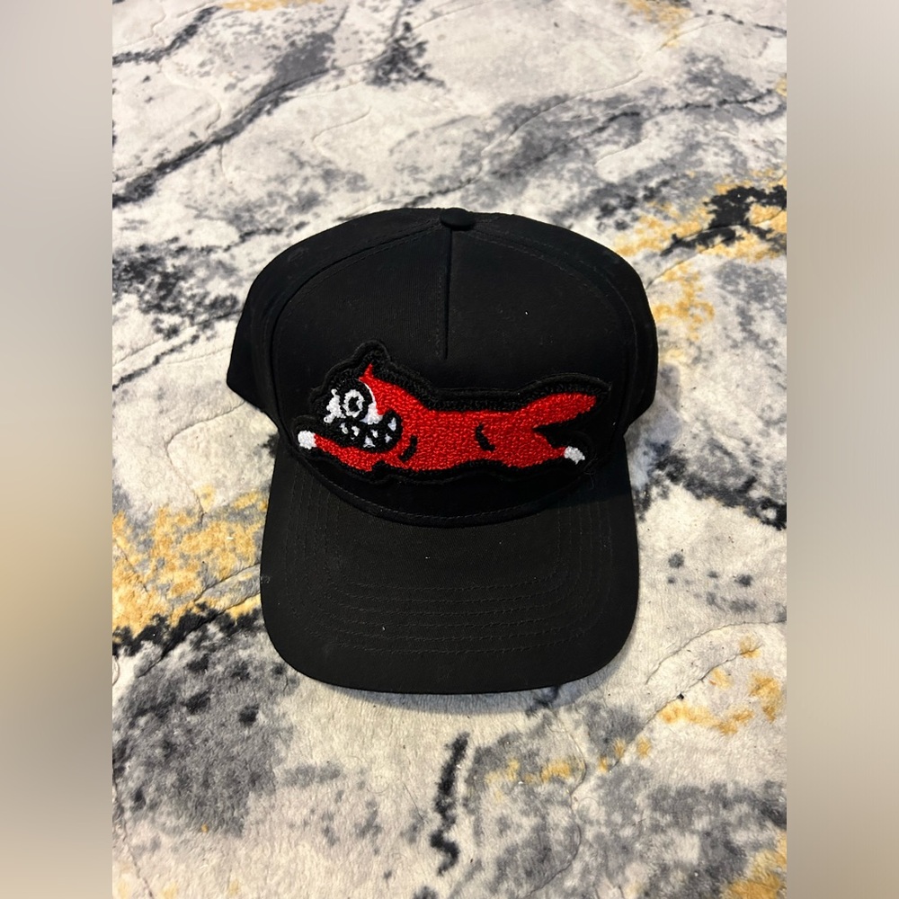 Black/ Red Ice Cream Dog Snapback. Green under brim.